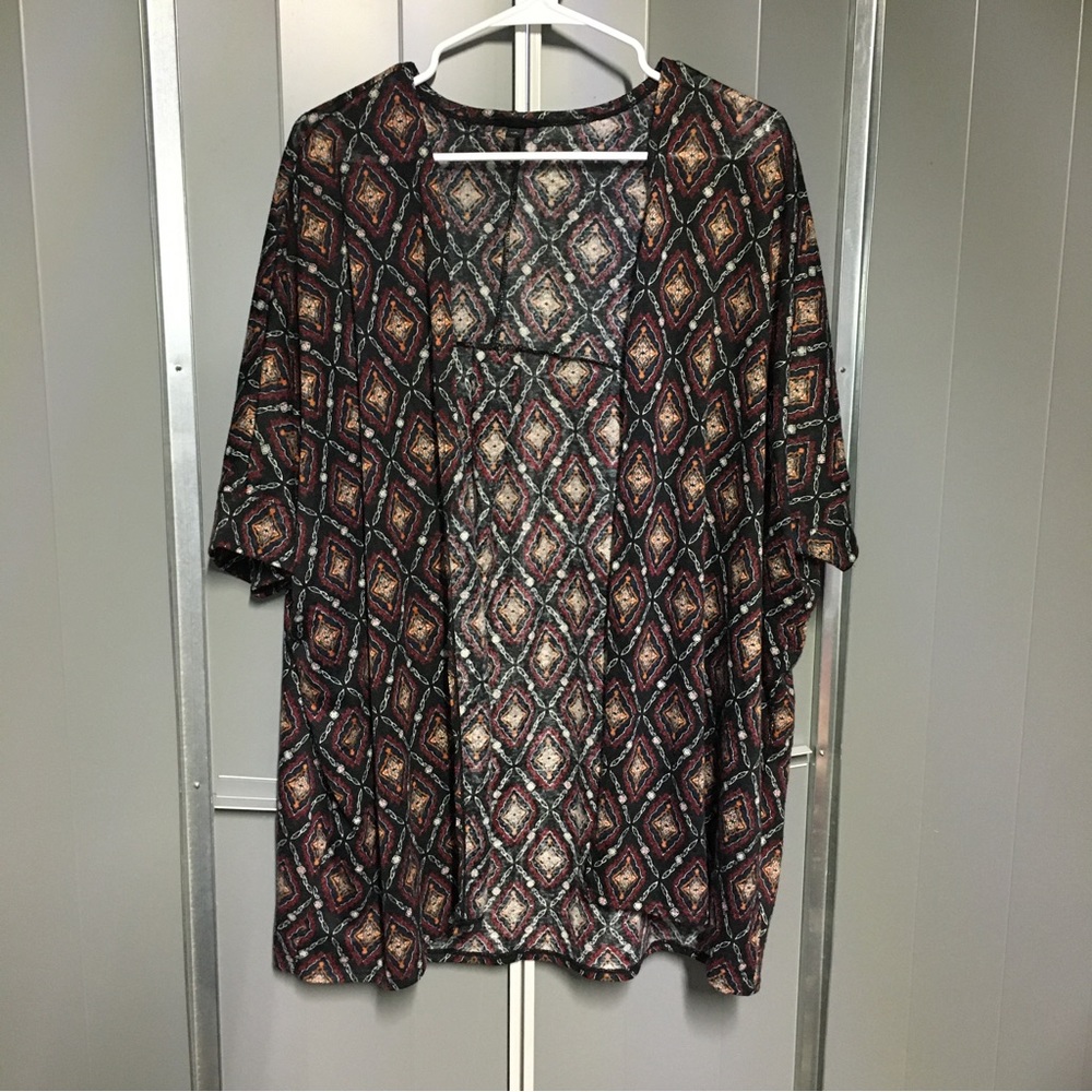 TORRID Black Geo Knit Open Drape Cardigan, Plus Size 2X - Picture 5 of 9